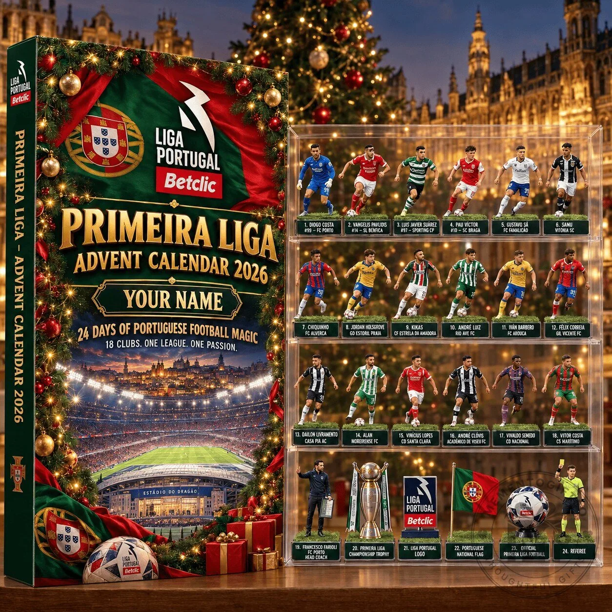 Primeira Liga Portugal Betclic Football Advent Calendar 2026 with Custom Name 2D