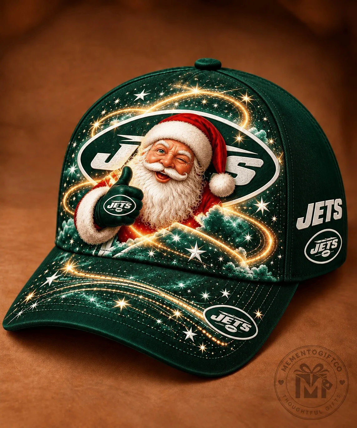 New York Jets Santa Claus Christmas Golden Starlight Baseball Cap Hat