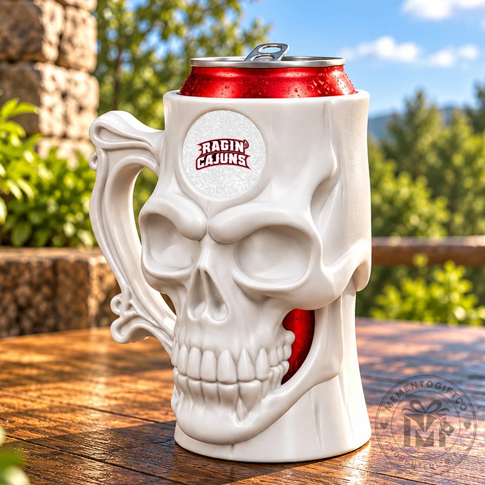 Louisiana Ragin' Cajuns Skull Can Cooler Holder for 12oz Beverage Cans 7 Louisiana Ragin