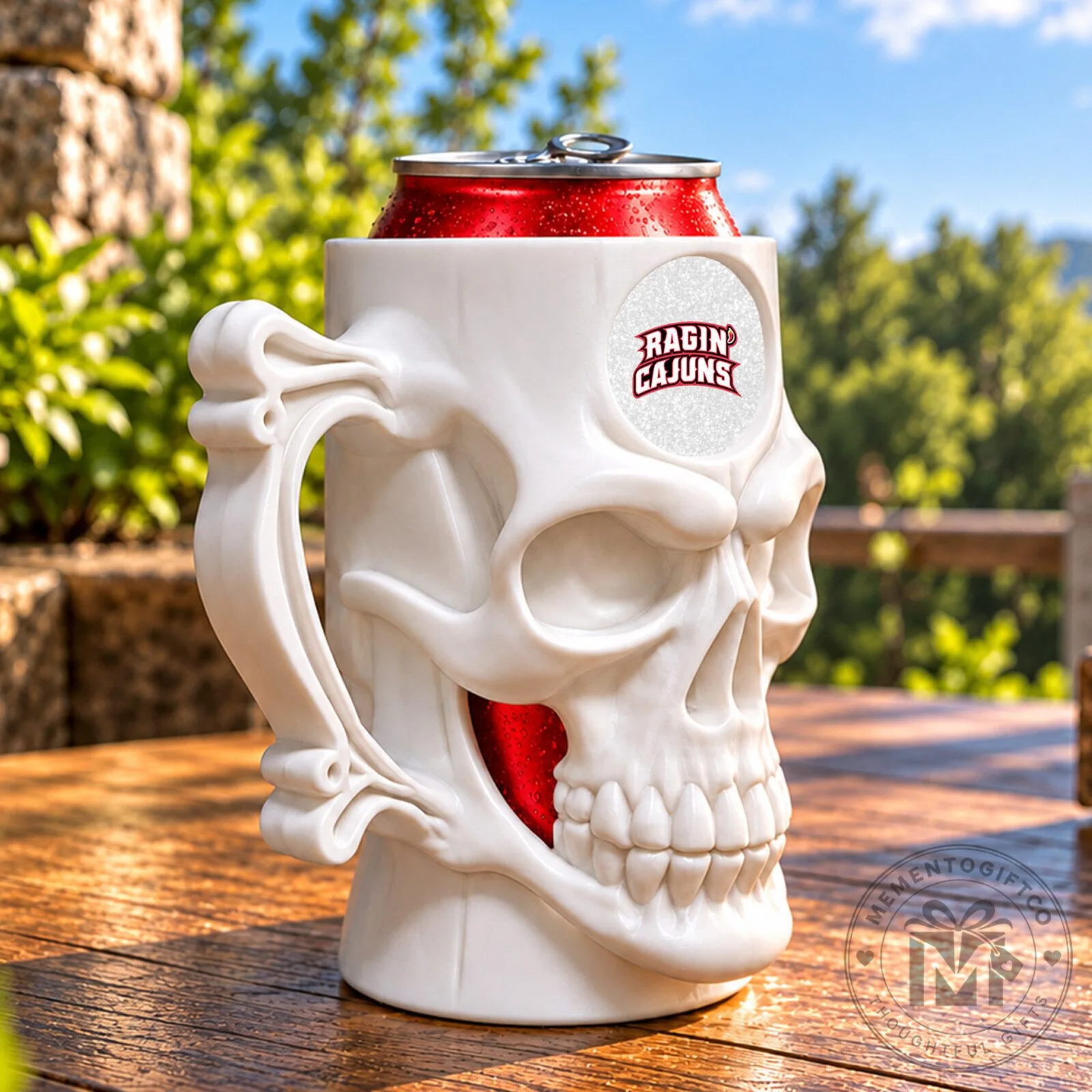 Louisiana Ragin' Cajuns Skull Can Cooler Holder for 12oz Beverage Cans 8 Louisiana Ragin
