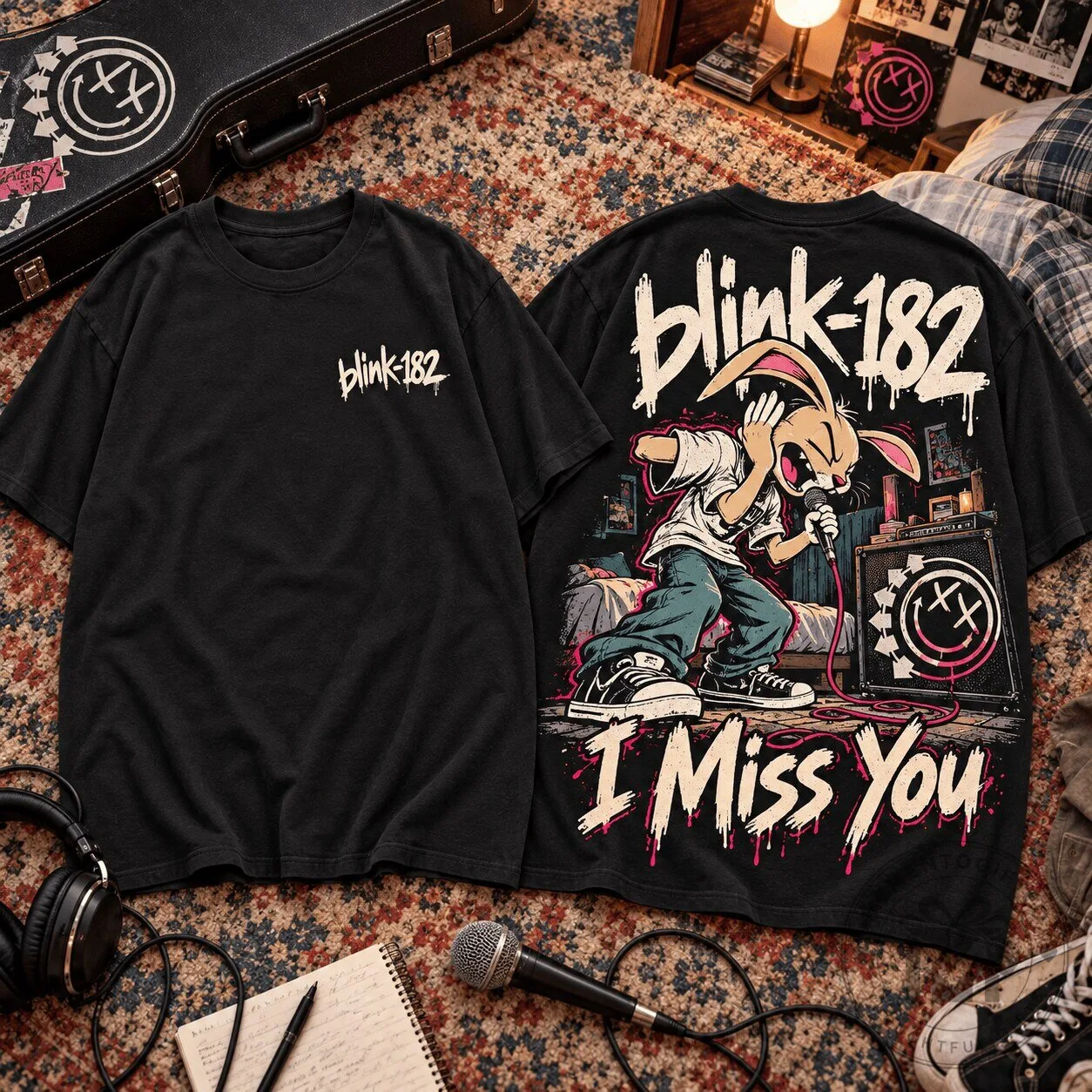 Blink-182 I Miss You Punk Bunny Concert Graphic T-Shirt