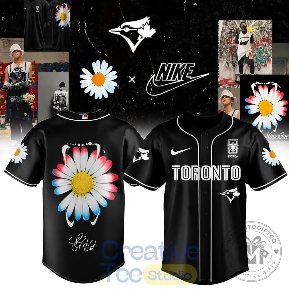 G-Dragon PEACEMINUSONE Daisy Flower Nike Baseball Jersey 8 G-Dragon PEACEMINUSONE Daisy Flower Nike Baseball Jersey