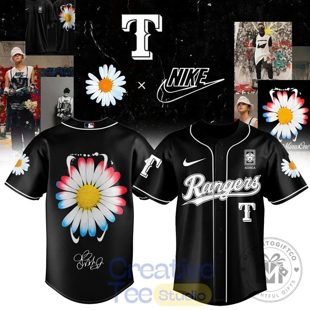 G-Dragon PEACEMINUSONE Daisy Flower Nike Baseball Jersey 9 G-Dragon PEACEMINUSONE Daisy Flower Nike Baseball Jersey