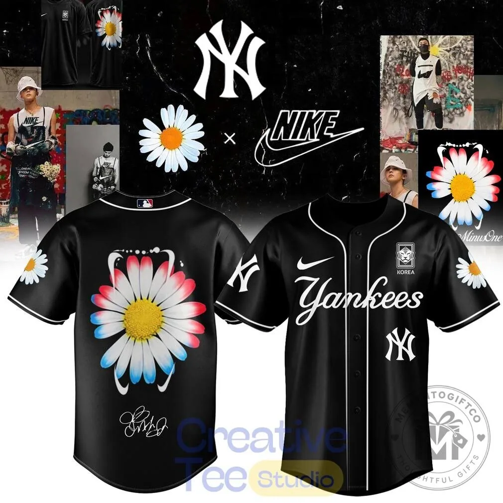 G-Dragon PEACEMINUSONE Daisy Flower Nike Baseball Jersey 10 G-Dragon PEACEMINUSONE Daisy Flower Nike Baseball Jersey