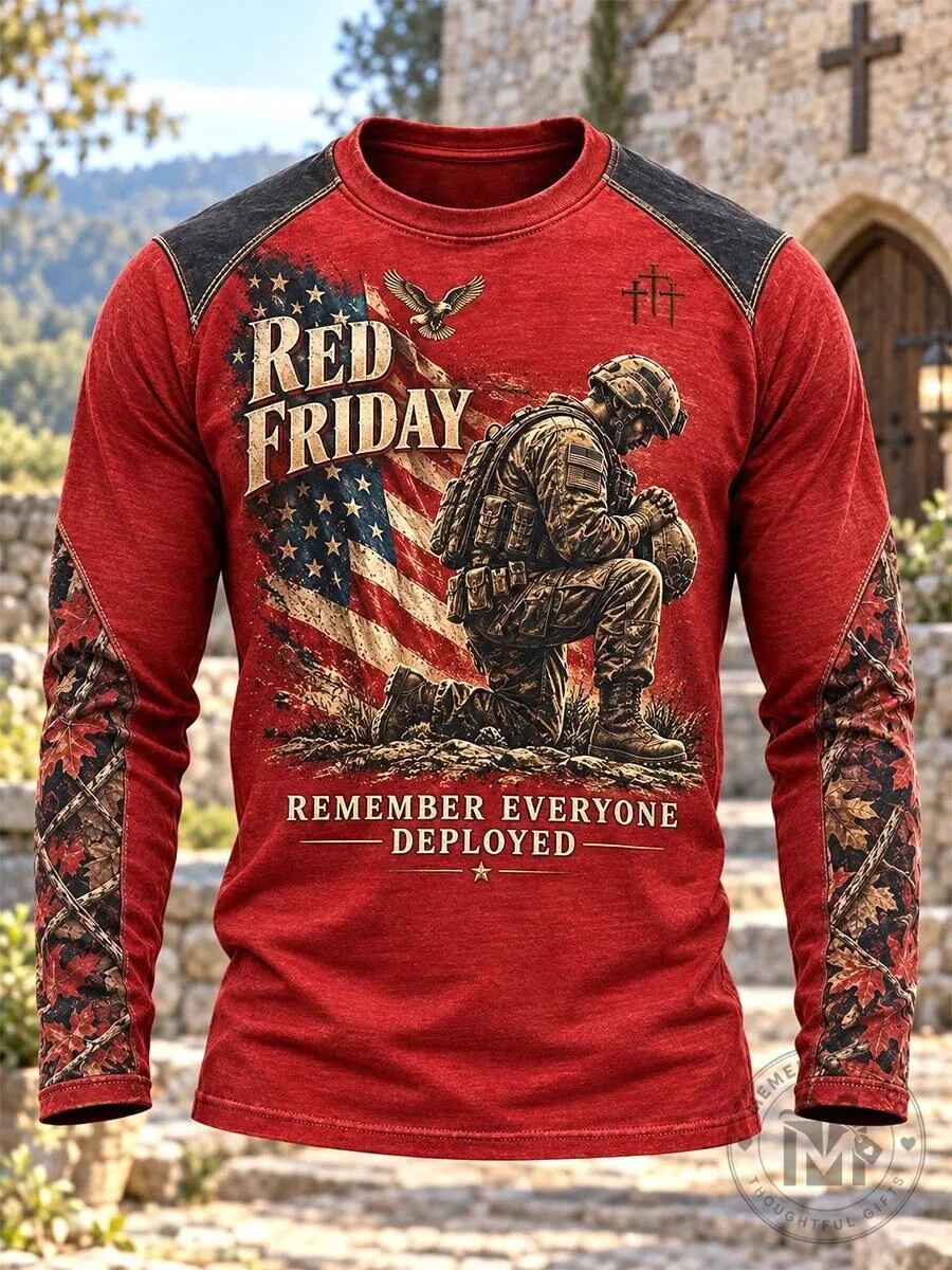 Red Friday Remember Everyone Deployed Military Soldier Patriotic Long-Sleeve Shirt