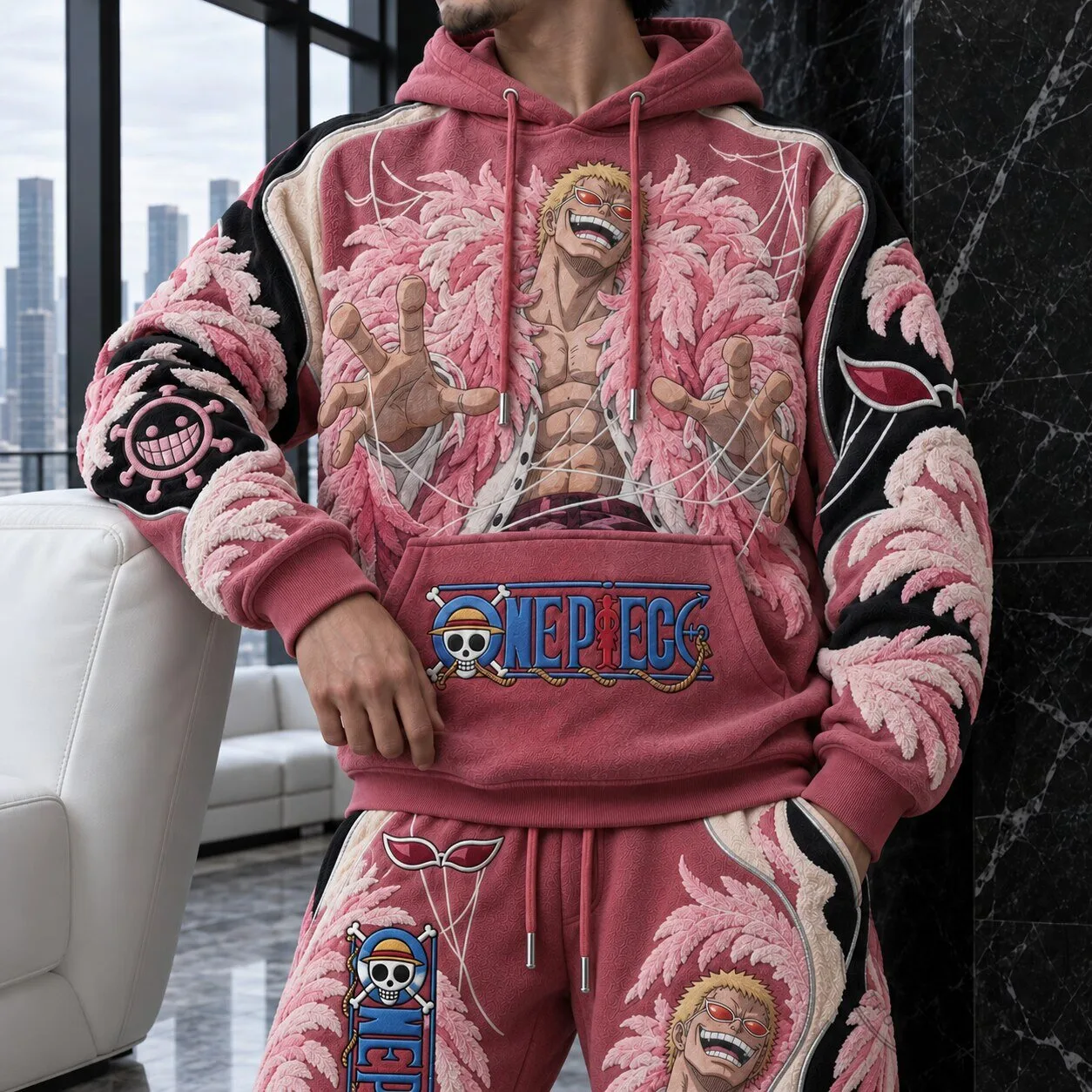 Donquixote Doflamingo One Piece Anime Embroidered Hoodie