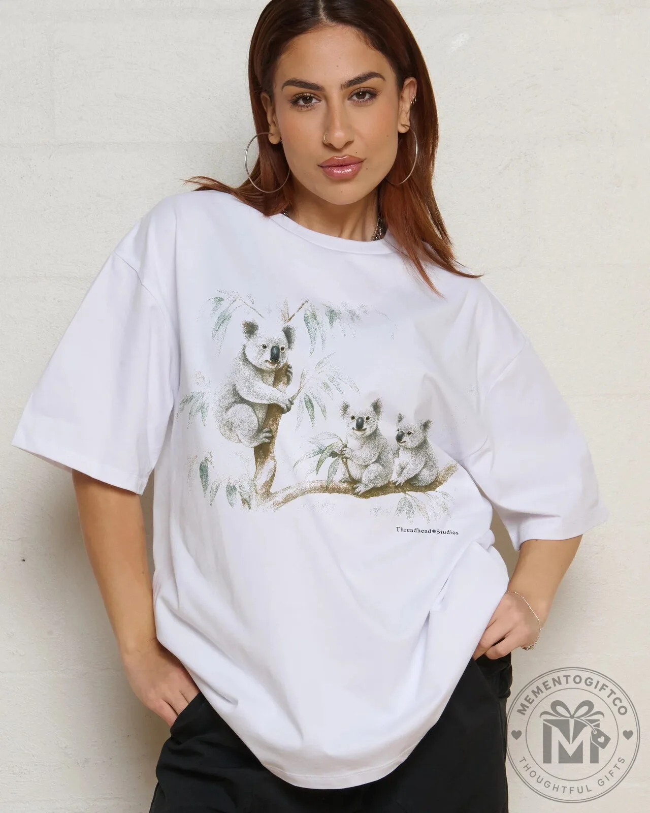 Koala Bear Family in Eucalyptus Tree Oversized White T-Shirt 7 Koala Bear Family in Eucalyptus Tree Oversized White T-Shirt