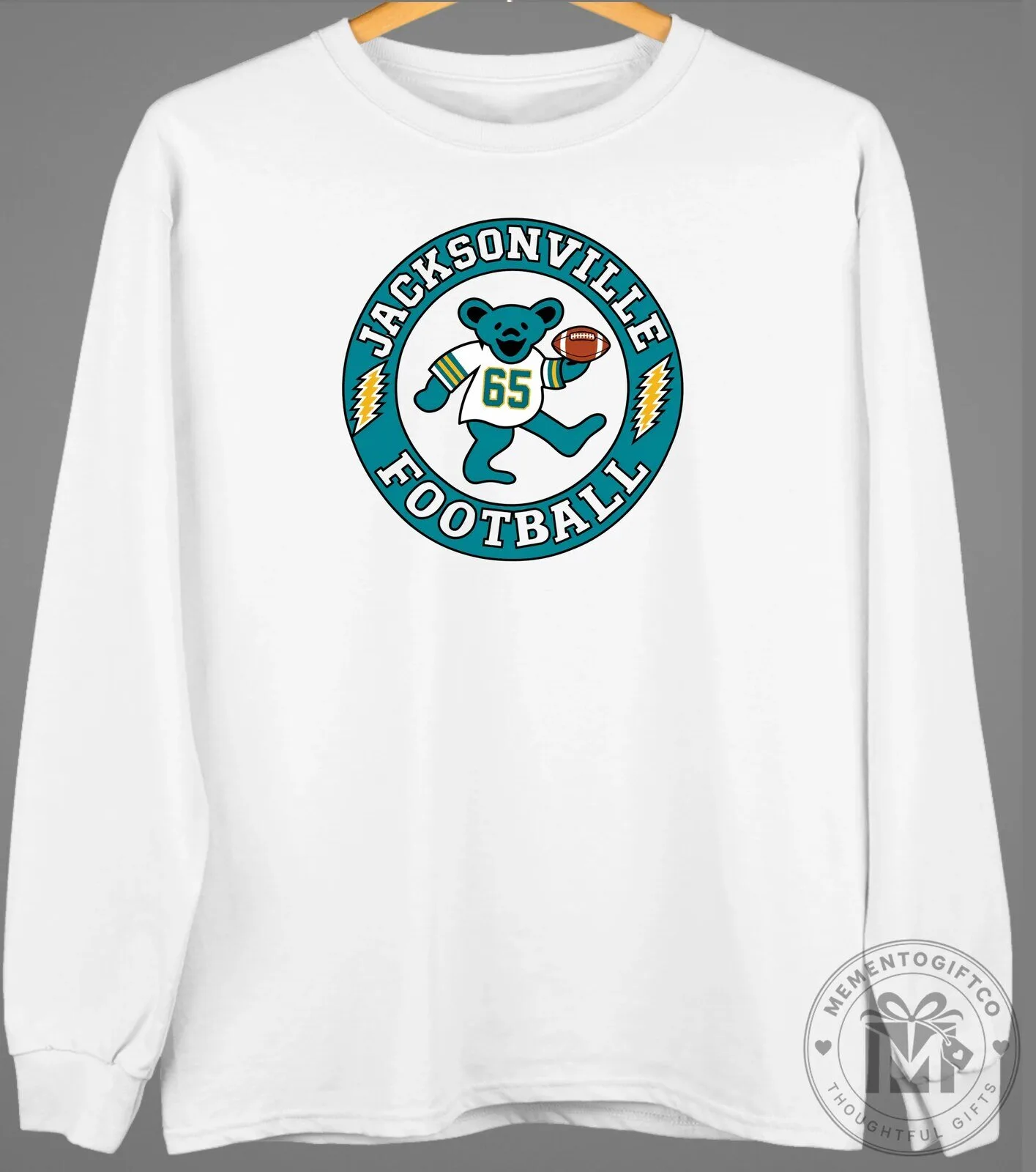 Jacksonville Jaguars Football Grateful Dead Dancing Bear White Sweatshirt